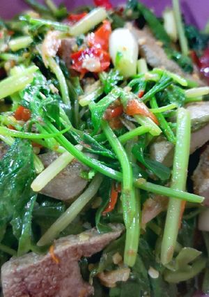 รูปของ ตับหมูผัดคึ่นช่าย&ต้นหอม