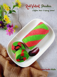 Foto resep Red Velvet - Pandan Chiffon Roll|Tepung Ketan