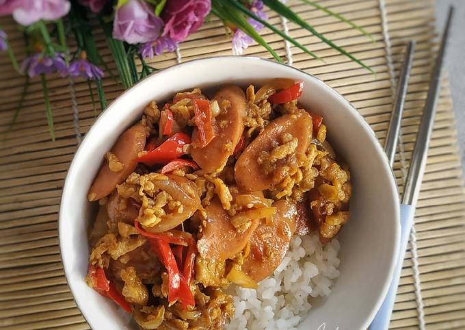 Rice Bowl Orak Arik Telur Sosis