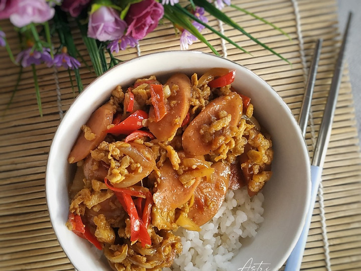 Resep Rice Bowl Orak Arik Telur Sosis yang Enak