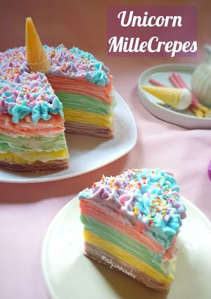 Foto resep Unicorn MilleCrepes / Unicorn Crepes Cake