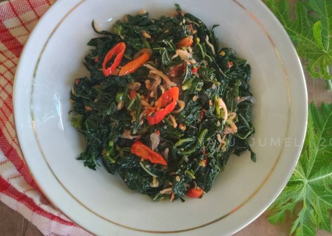 Resep Oseng daun pepaya teri Anti Gagal
