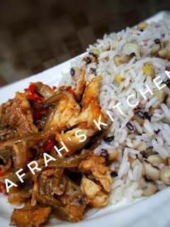 Shinkafa da wake da sauce din kifi ainihin hoton girkin