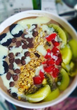 Foto resep Choco banaple smoothie bowl (banana apple)