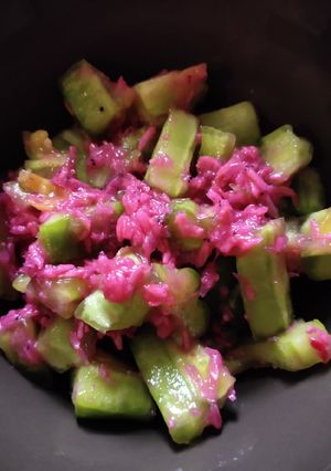 A picture of Bitter gourd and Bagoong Alamang Salad.