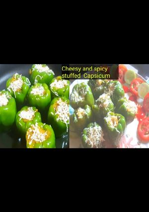 A picture of Cheesy and Spicy Stuffed Capsicum stuffed capsicum(bell Pepper).