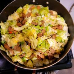 A picture of Instant pot cabbage and sausage.