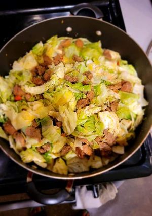 A picture of Instant pot cabbage and sausage.