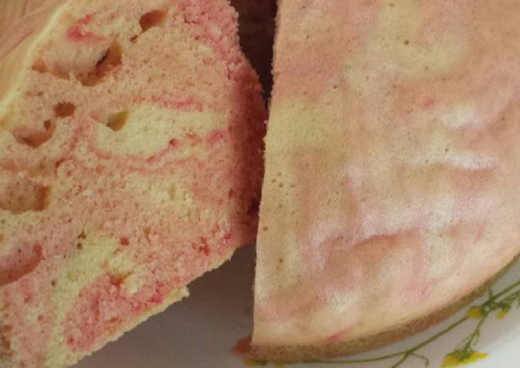 Bolu kukus zebra merah putih (no mixer)