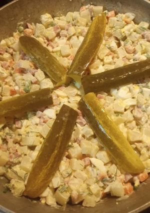 A picture of Olivye /Ukrainian Potato Salad.