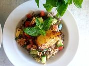 A picture of green lentil salad