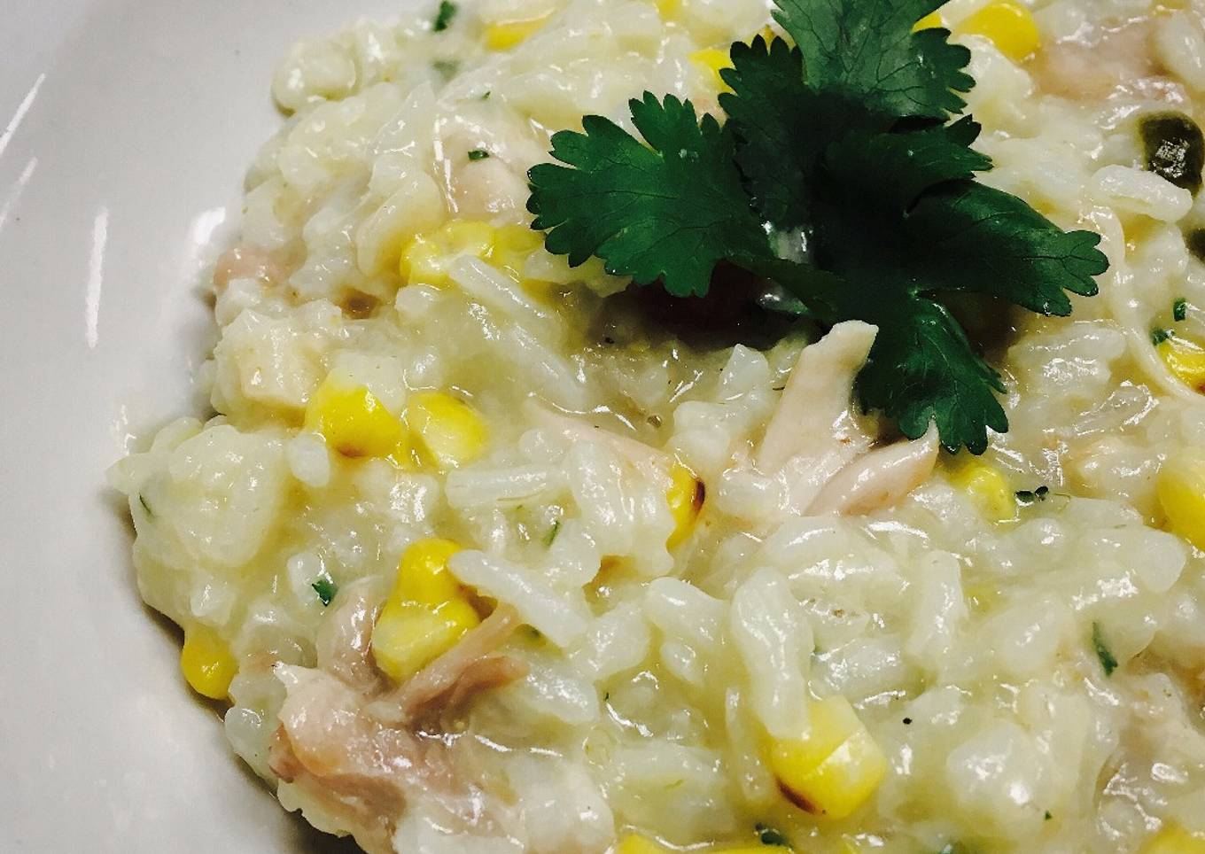 Risotto with Chicken, Grilled Corn and Cilantro