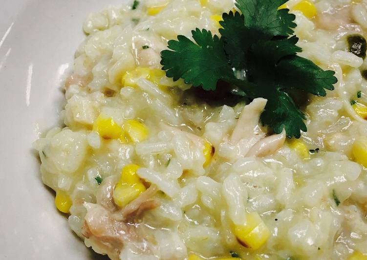 Easiest Way to Make Super Quick Homemade Risotto with Chicken, Grilled Corn and Cilantro