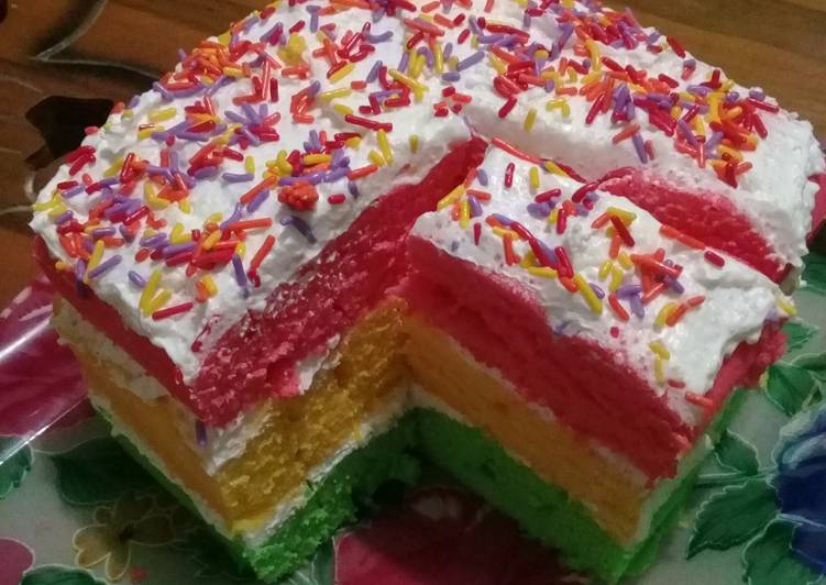 Resep Rainbow cake lembut, Lezat Sekali