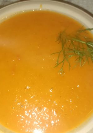 Una foto de Sopa vegana de calabaza e hinojo