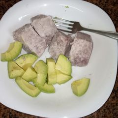 A picture of Boiled arrowroot and avocado hustlers bf#authormarathon.