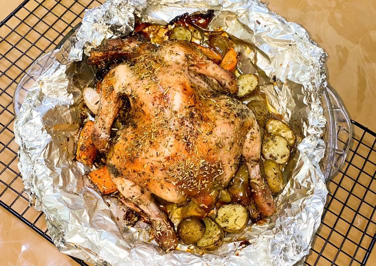 Cara Gampang Menyiapkan Oven Roasted Chicken with Rosemary (menu diet), Enak Banget