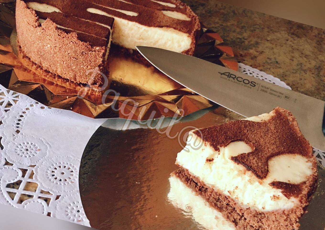Tarta de arroz con leche y toque chocolateado🍚🍰