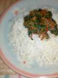 White rice nd ugu soup