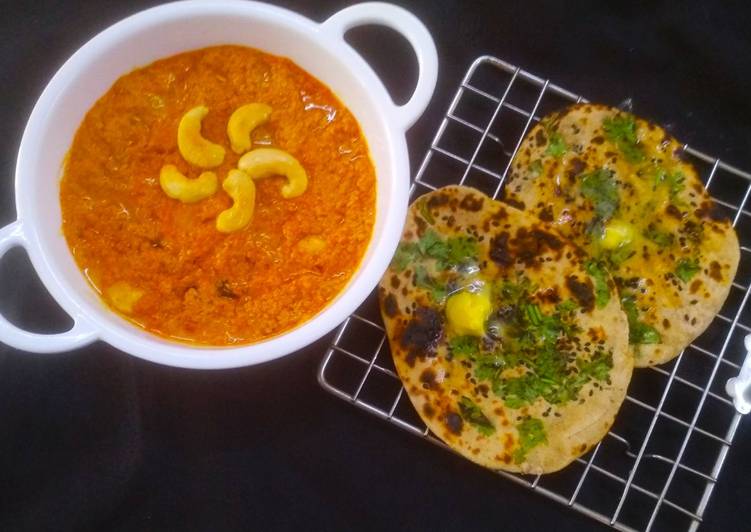 Restaurant Style Kaju Curry with Wheat Tawa Naan