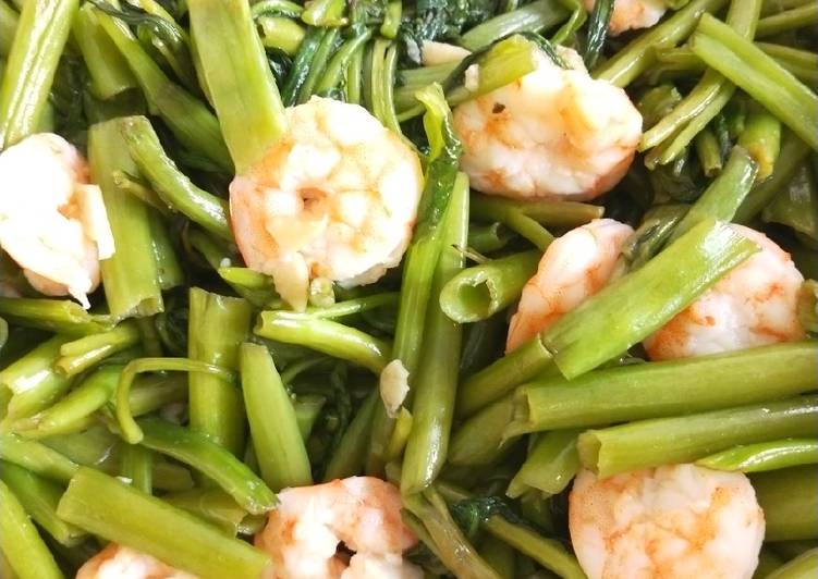 Resep Cah Kangkung Udang Balacan | Langkah Membuat Cah Kangkung Udang Balacan Yang Lezat