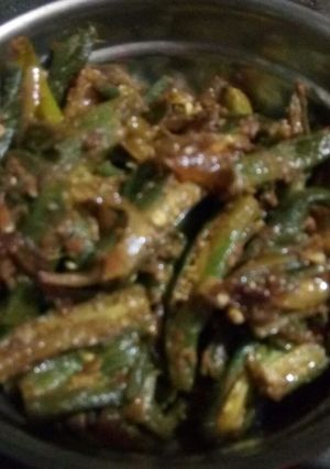 A picture of Achari Bhindi.