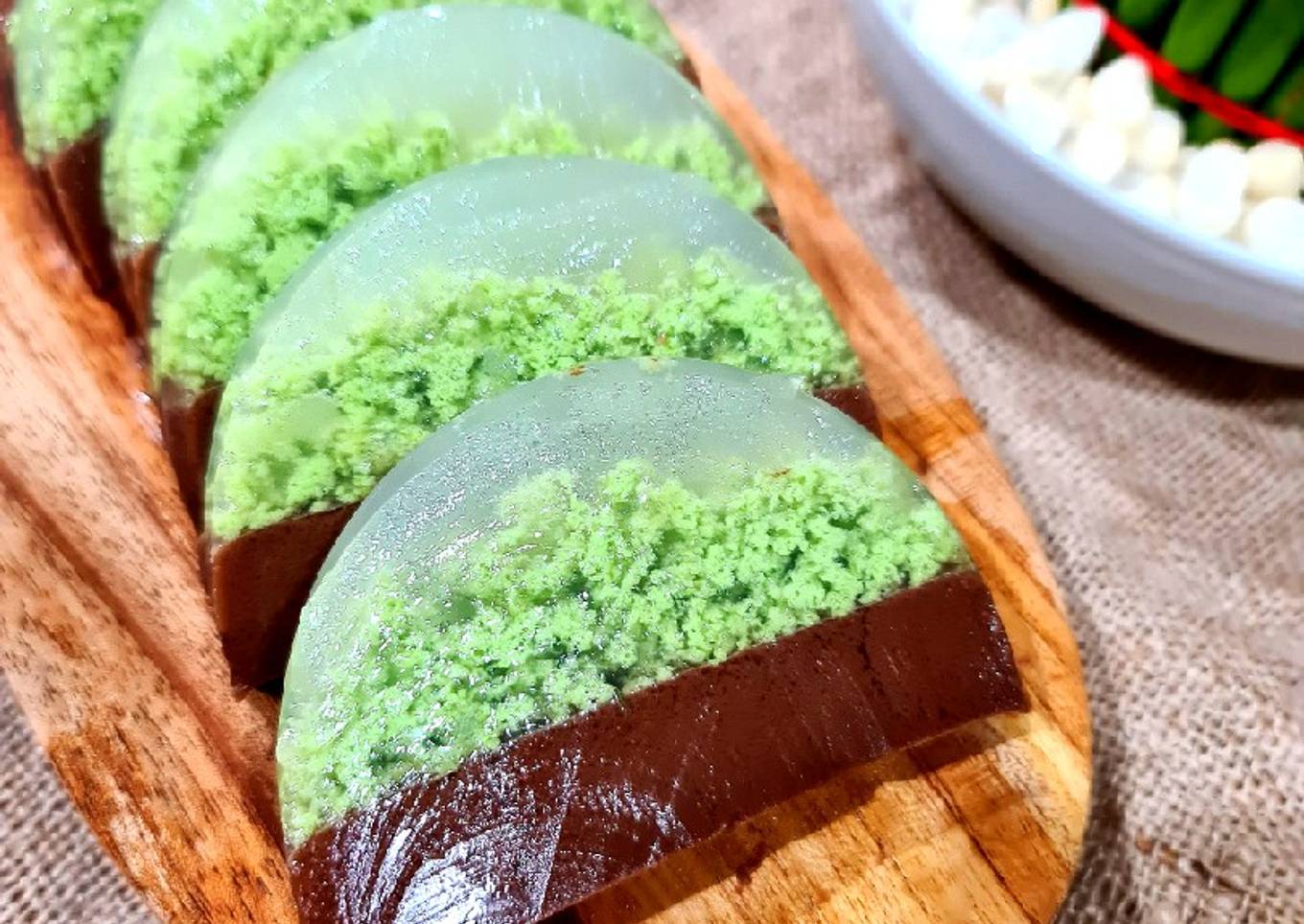 Pudding lumut pandan coklat