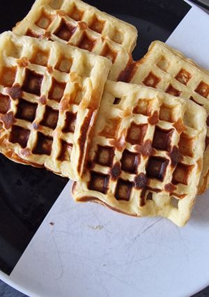 Une photo de Gaufres au skyr et banane