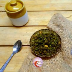A picture of Ridge Gourd Peel Chuteny - crispy and spicy.