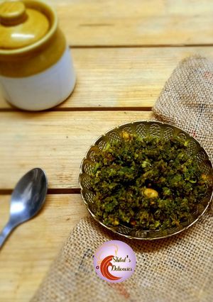 A picture of Ridge Gourd Peel Chuteny - crispy and spicy.