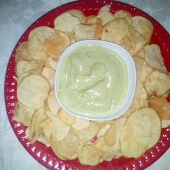 A picture of Crisps & Guacamole Dip.