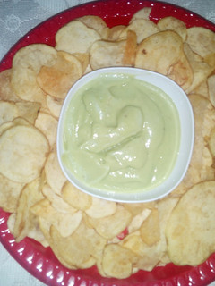 A picture of Crisps & Guacamole Dip.