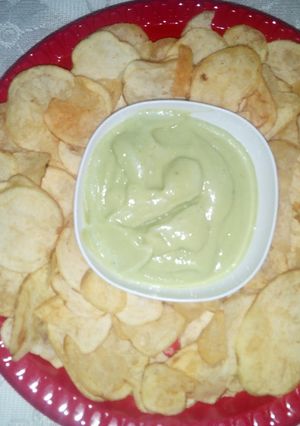 A picture of Crisps & Guacamole Dip.