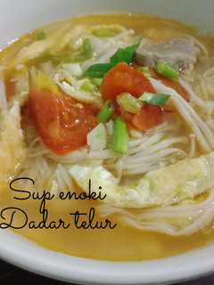 Foto resep Sup Enoki Telur Dadar Tomat