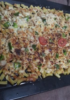 A picture of Baked cheese pasta #CookwithAmna.