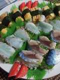 Octopus, Marinated Mackerel, and Tamagoyaki Sushi