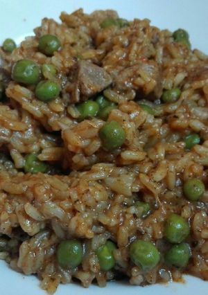 Zöldborsós, májas rizottó recept fotója