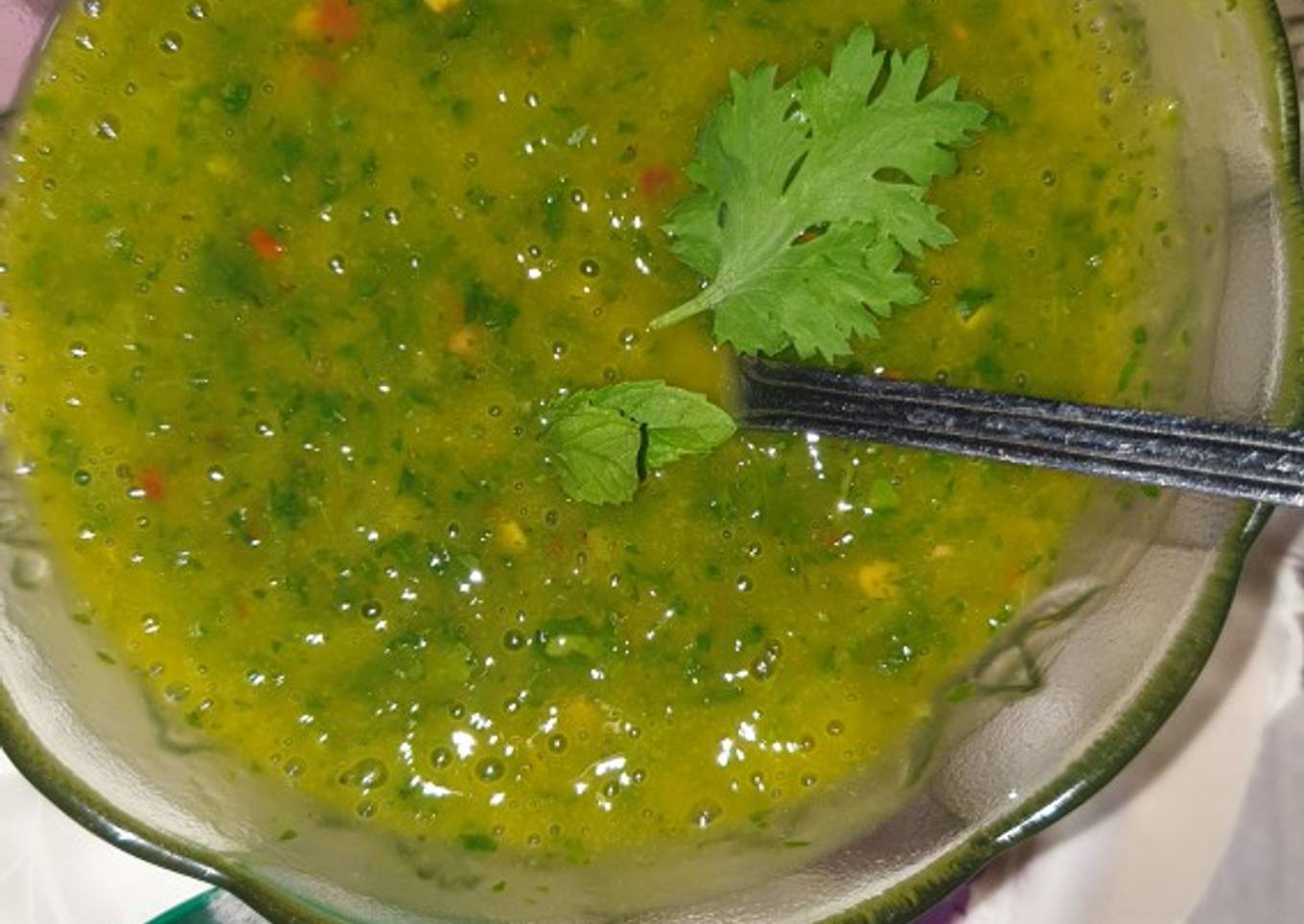 Spicy mintango chutney(mint mango)