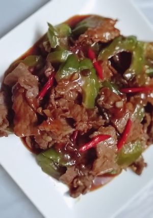 A picture of Bitter melon beef with black bean paste.