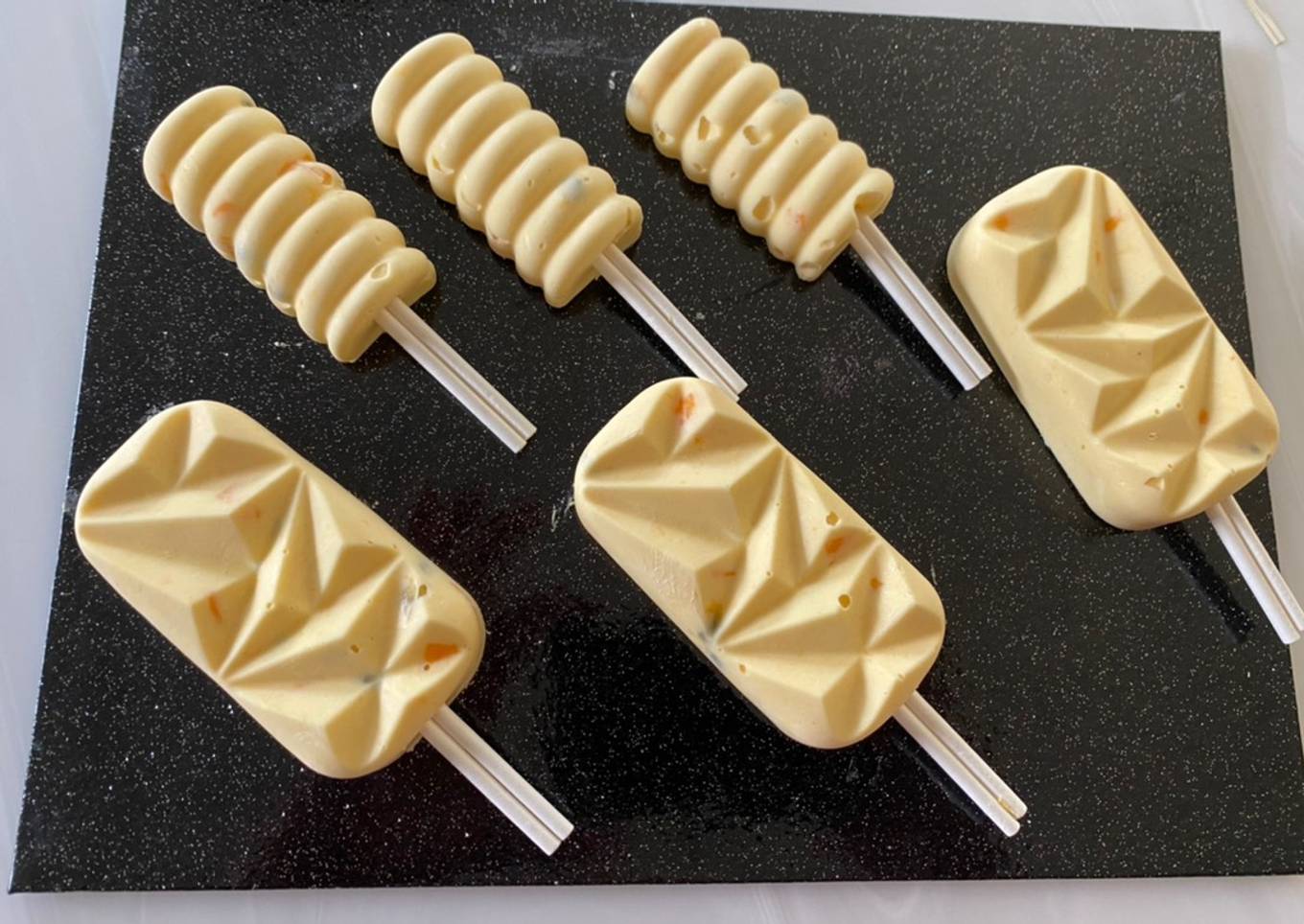 Mango and Passion Fruit Shrikhand Popsicles
