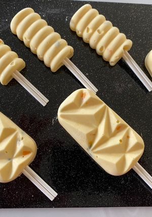 A picture of Mango and Passion Fruit Shrikhand Popsicles.
