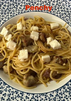 Una foto de Spaghetti al gorgonzola