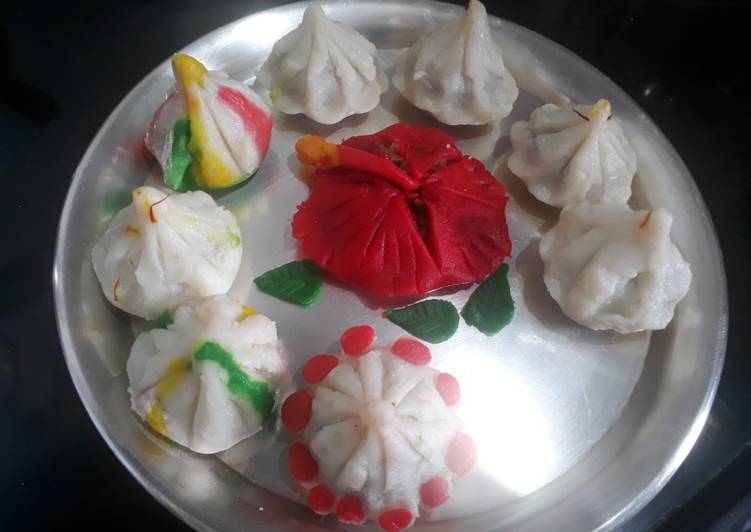 Step-by-Step Guide to Make Homemade Hibiscus shape Steamed modak Cooking Basics for Beginners
