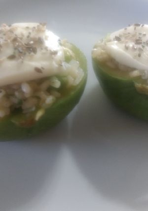 Una foto de Zapallito relleno con arroz yamaní