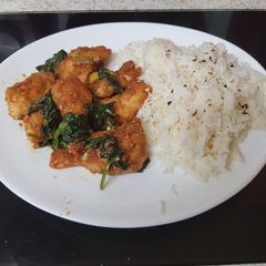 A picture of My Chilli & Lime Chicken with Spinach and plenty flavouring. 💜.