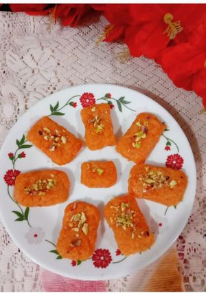 A picture of Orange Papaya burfi.