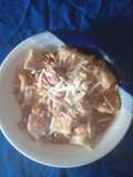 Ravioles caseros de jamón y queso y de pollo