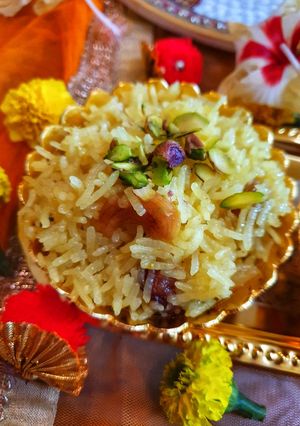 A picture of Sweet Saffron Rice (Meethe Kesariya Chawal).
