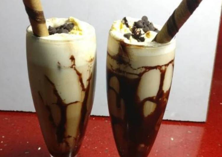 Chocolate shake scoop with vanilla ice cream
