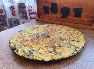 Una foto de Tortilla/Omelette de Arroz y Espinacas
